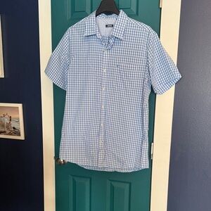 Izod Men's Light Blue Gingham Shirt - L